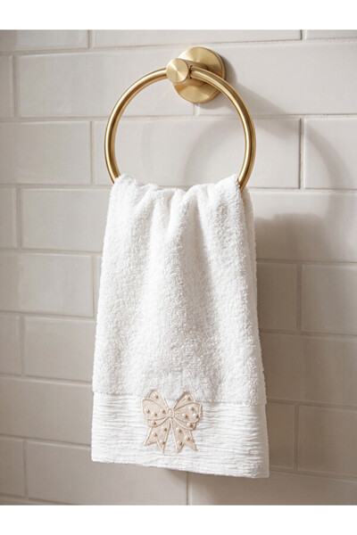 LC Waikiki Cotton Border Face Towel with Bowknot Embroidery for Style Enthusi...