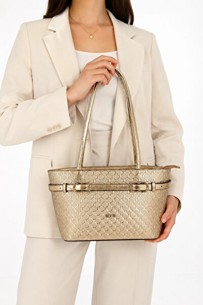 Gondol Women's Daily Hand and Shoulder Bag Ald.4586 Gold