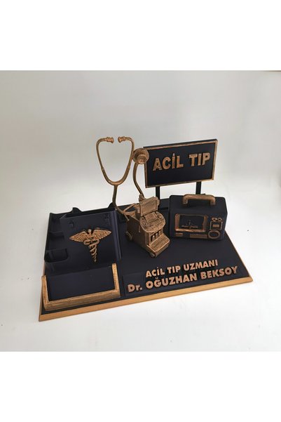 el üretimi Kişiye Özel Acil Tıp Uzmanı Masa İsimliği ve Kartvizitlik - Acil Doktoruna Yeni İş & Ofis Hediyesi