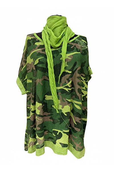 PHUTİ COLLECTION Italian Camouflage Bluz with Pul Detail