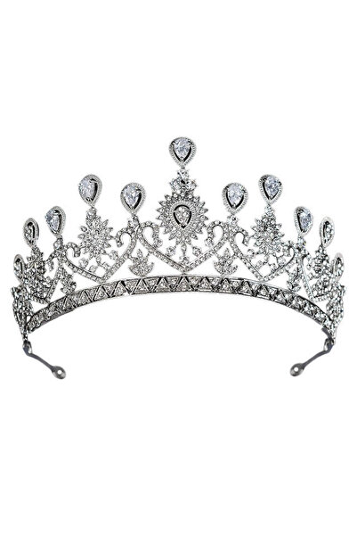 VeeShop Elegant Indian Queen tiara, flowers, leaves and drops with zircons