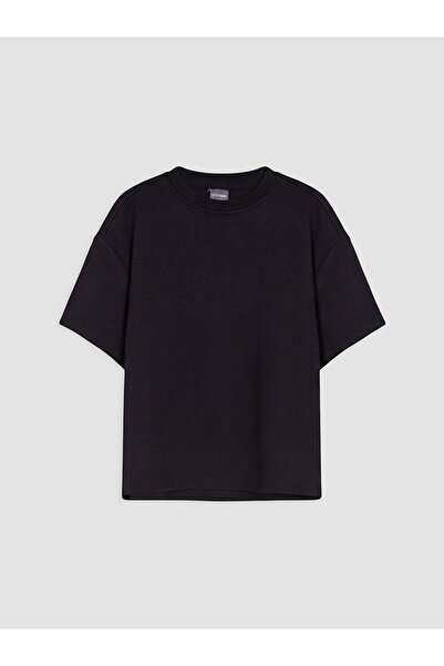 LC Waikiki Black Crew Neck Girls' Soft Touch T-Shirt