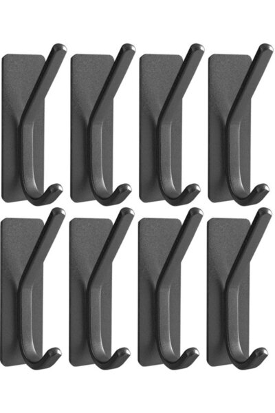 STARSTAR 8-piece stainless steel self-adhesive hooks in black