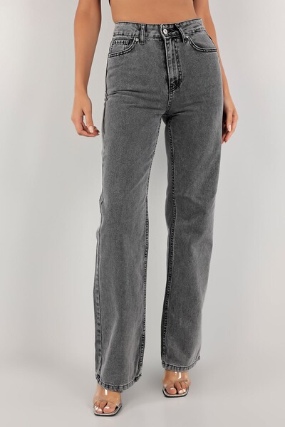 BROSERER Tokyo Smoked Snow High Waist Wide Leg Women's Loose Jeans Palazzo Tr...