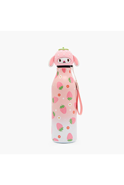 Lifestyle Strawberry Print Stainless Steel Water Bottle with Wristlet Strap -...