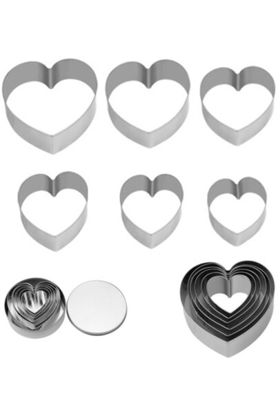 STARSTAR 6-piece cookie cutter set, stainless steel heart shape, with storage...