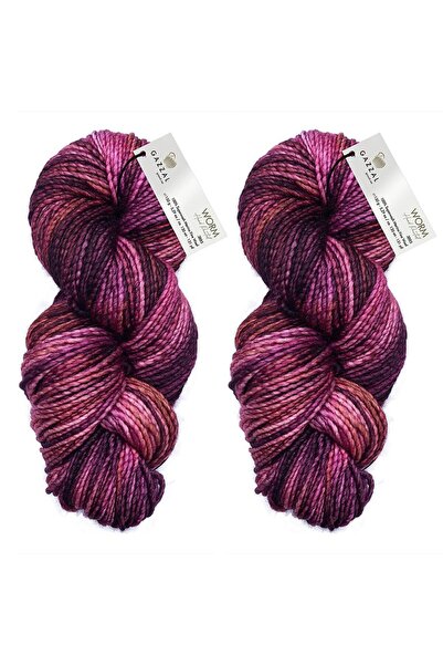 Gazzal Worm 3885, Hand-Dyed, 100% Australian Merino Wool Knitting Yarn, 2 Skeins