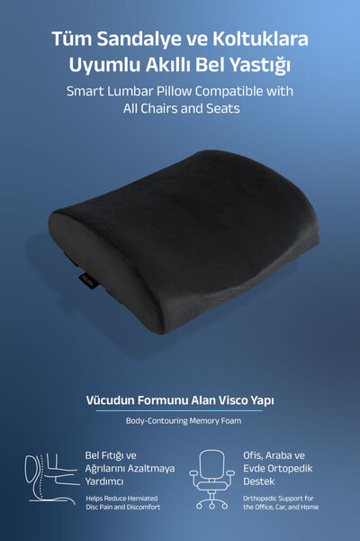 VİSCOTEX Visco Orthopedic Lumbar Support Pillow, Office, Car, Chair, Seat, Back Pillow Cushion, 38X33X12 cm