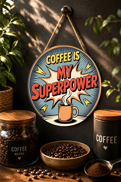 Mayeka Coffee Is My Superpower Pop Art Comic Book Round Mdf Table Coffee