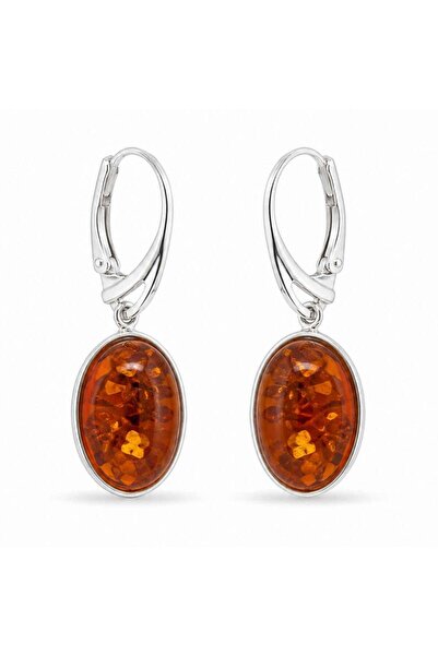 craftmystic Cercei Argint 925 cu Chihlimbar Oval - Eleganta si Energie Pozitiva
