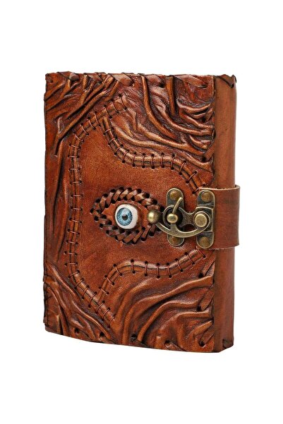 craftmystic Χειροποίητο Ημερολόγιο από Δέρμα με Κλείδωμα και Σχέδιο Βιβλίου H...