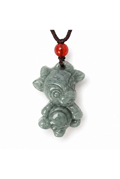 craftmystic Colier cu Jad in Forma de Vacuta - Armonie, Noroc si Echilibru