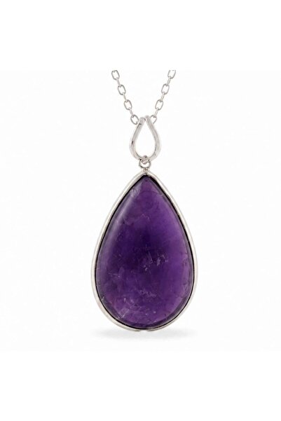 craftmystic 925 silver necklace with natural amethyst teardrop - a symbol of ...