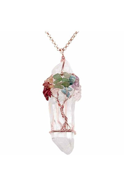 craftmystic 7 Chakra Earrings with rock crystal, wrapped in copper wire with ...