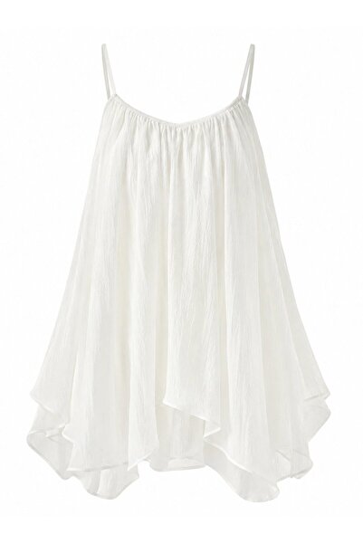Laluvia Off-White Strappy Blouse - 5090
