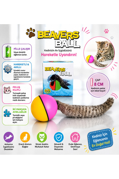 Genel Markalar Kedi oyuncağı beavers ball peluş oyuncak toplu pilli