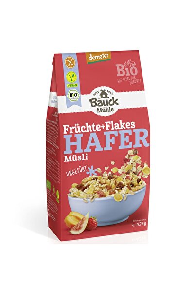 Bauckhof Muesli cu fructe și fulgi de ovăz, fără gluten, Demeter organic, 425g