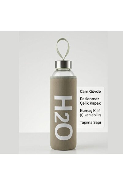 DAMMERUN 1 Piece 500 ml Glass Water Bottle with Removable Case - Borosilicate Glass Water Bottle with Carrying Handle for Sports, School, Office, Travel