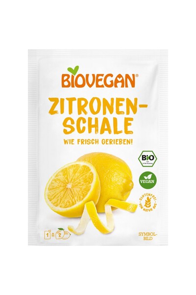 Biovegan Τριμμένη φλούδα λεμονιού, αυθεντική, χωρίς γλουτένη, βιολογική, 9γρ.