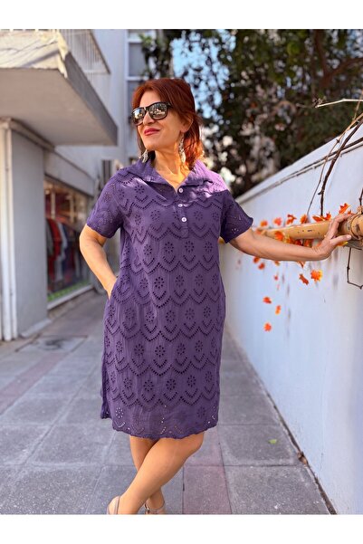 DenizEge Brode Midi Dress Purple