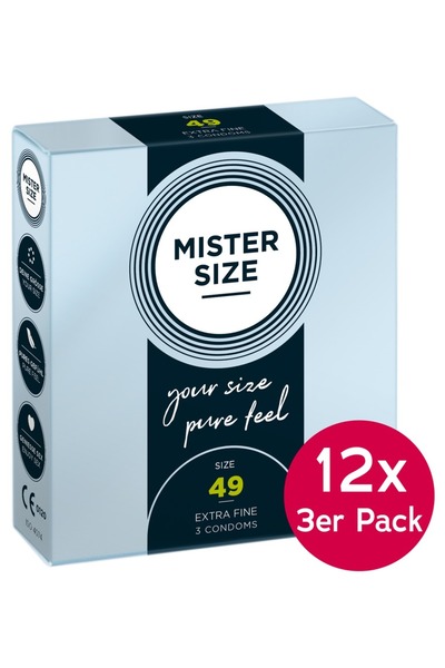 Mister Size Λορντς Μέγεθος 49 χιλ. 12 X Συσκευασία των 3, Διαφανές