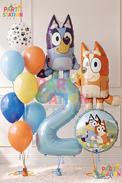 Parti Station Bluey and Chilli Themed 2-Year-Old Foil Balloon Set – 11-Piece ...