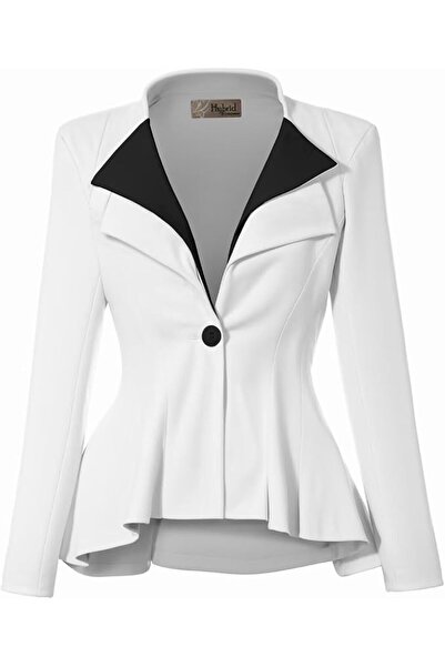 Hybrid & Company Women Double Notch Lapel Sharp Shoulder Pad Office Blazer | ...