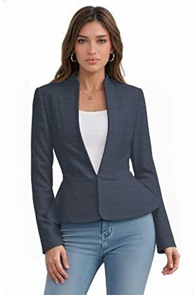 Hybrid & Company Women Double Notch Lapel Sharp Shoulder Pad Office Blazer | ...