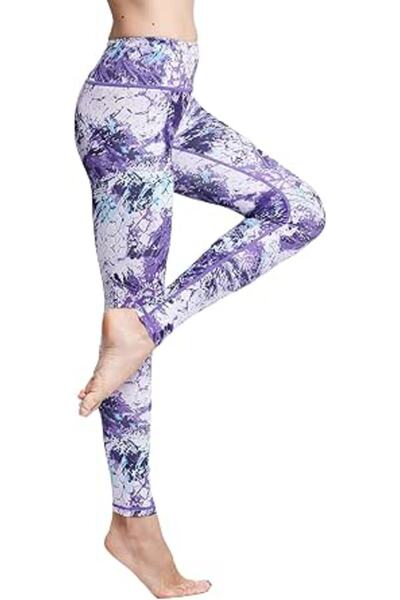 GENERAL Women's Printed Yoga Trousers, Slim Fit High Waist Opaque Fitness Run...
