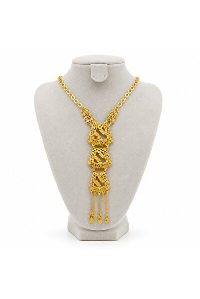 BELLA CİAO Luxury Design Gold Plated Stainless Steel Necklace and Earrings Se...