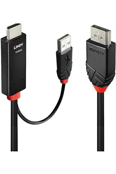 LİNDY Καλώδιο DisplayPort αρσενικό - HDMI αρσενικό 2μ Μαύρο (41499)