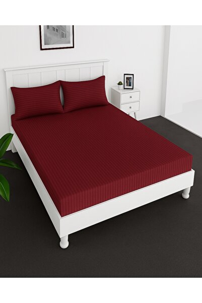 MAXQON ® Deep Fitted Bed Sheet with 2Pcs Pillow Covers, Double (120x200+30CM)...
