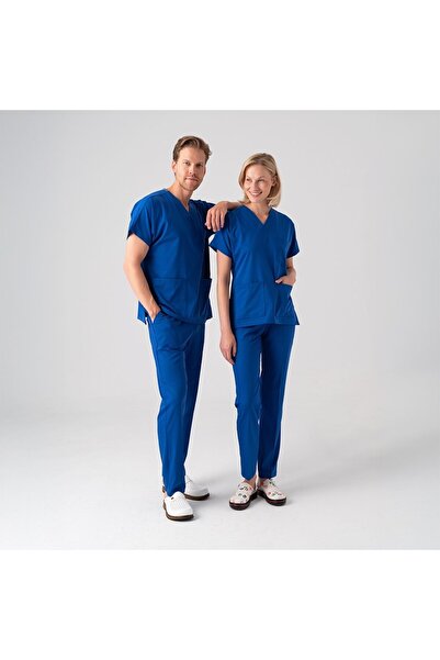 ÇİZGİ MEDİKAL Saks Mavisi Dr. Greys Doktor Hemşire Medikal Scrubs Takım Best ...