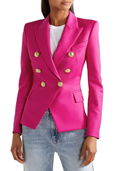 GENERAL Womens Double Breasted Blazer Jacket Long Sleeve Formal Fit Business ...