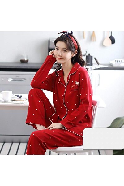 GENERAL Women'S Pajamas Cotton Pajama Set Long Sleeve Top + Pants