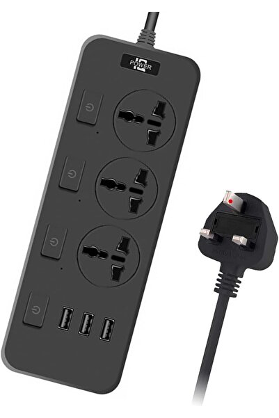 Skin Generics 3 Gang Outlets Extension Lead with 3 USB Slots, Power Strips wi...