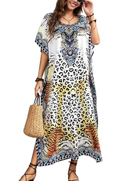 YouKD Women's Long Kaftan Maxi Bohemian Dress Beach Coverup Robe Roomy Kimono...