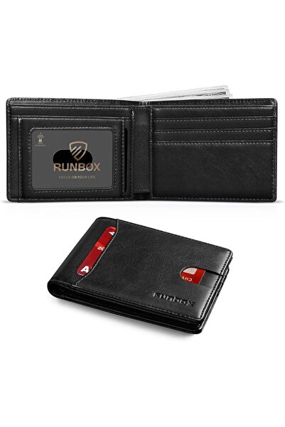 Runbox Front Pocket Wallet Slim Bifold Genuine Leather Money Clip Wallet for ...
