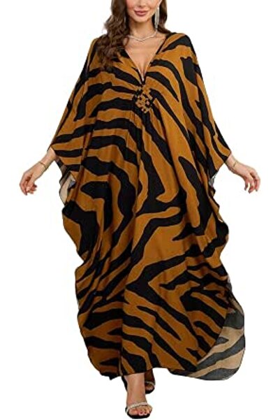 GENERAL Women's Bohemian Kaftan Maxi Loungewear Oversized Nightgown Homewear ...