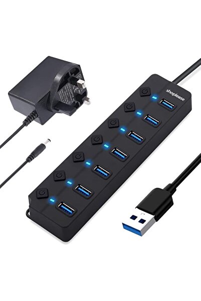 GENERAL 7-Port USB 3.0 Hub with Individual Power Switches and Lights, High-Sp...