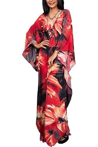GENERAL Women's Bohemian Kaftan Maxi Loungewear Oversized Nightgown Homewear ...