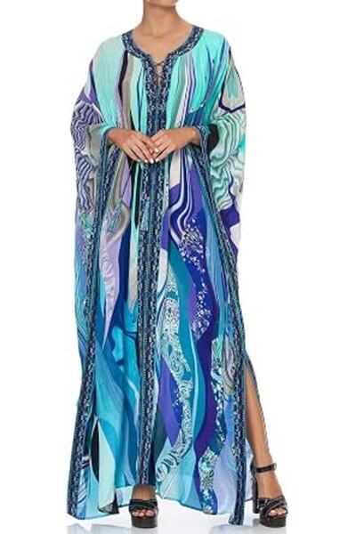 GENERAL Women Boho Long Maxi Kaftan Roomy Loungewear Oversized Beach Dress Co...