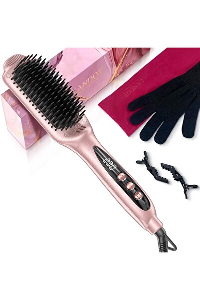 LANDOT Hair Straightener Brush Heated Straightening Brush: Negative Ion Hot H...
