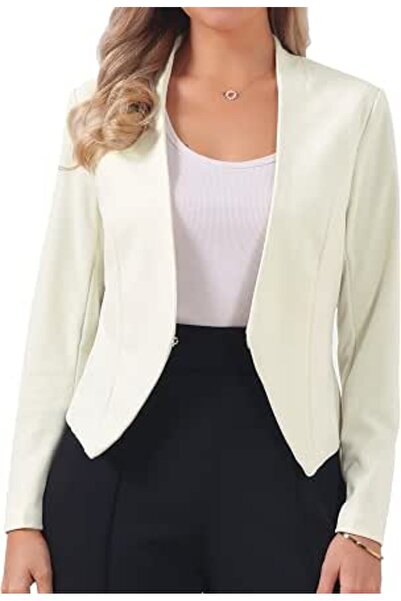 Allegra K Women's Open Front Office Work Business Crop Suit Blazer Jacket