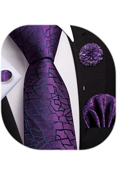 Dubulle Mens Paisely Silk Tie for Men Necktie and Pocket Square Set