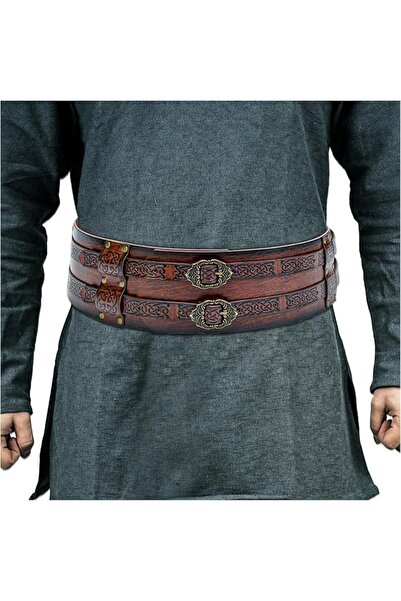 GENERAL HiiFeuer Viking Wide Belt, Medieval Faux Leather Armor Belt Knight Co...