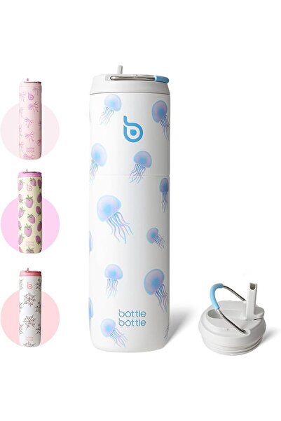 BottleWorld BOTTLE BOTTLE Insulated Water Bottle 24oz with Straw Lid and Hand...