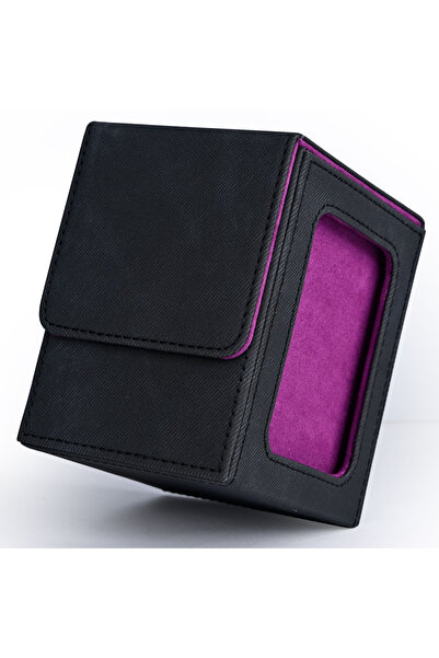 Choice Black-Purple Card Deck Box with Display Window, Trading Card Storage B...