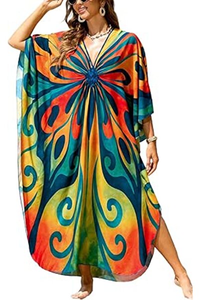 GENERAL Women's Summer Long Beach Dress Kimono Maxi Kaftan Cover ups