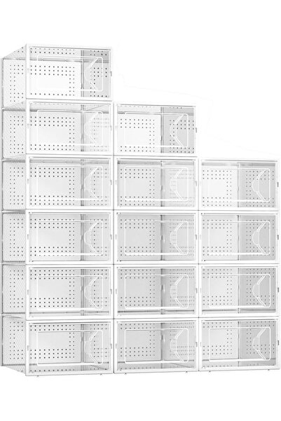 Kuject X-Large Shoe Storage Boxes Organizers Clear Plastic Stackable 12 Pack,...